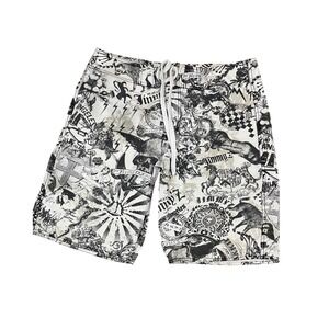 Jimmy'Z Board Shorts Mens Size 32 White Black Good‎ Graphic Skull Surf Skate